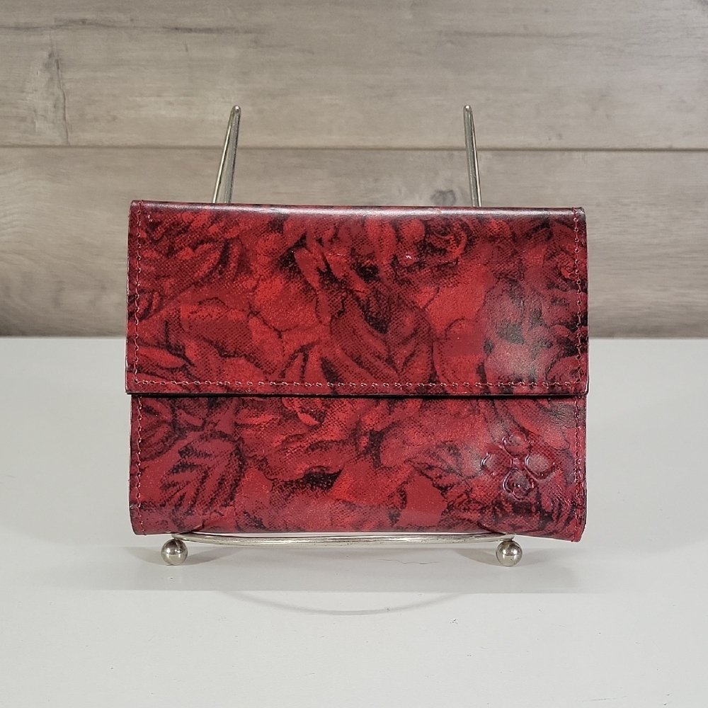 Patricia Nash Red Floral Leather Fold-Over Women's Wallet RFID